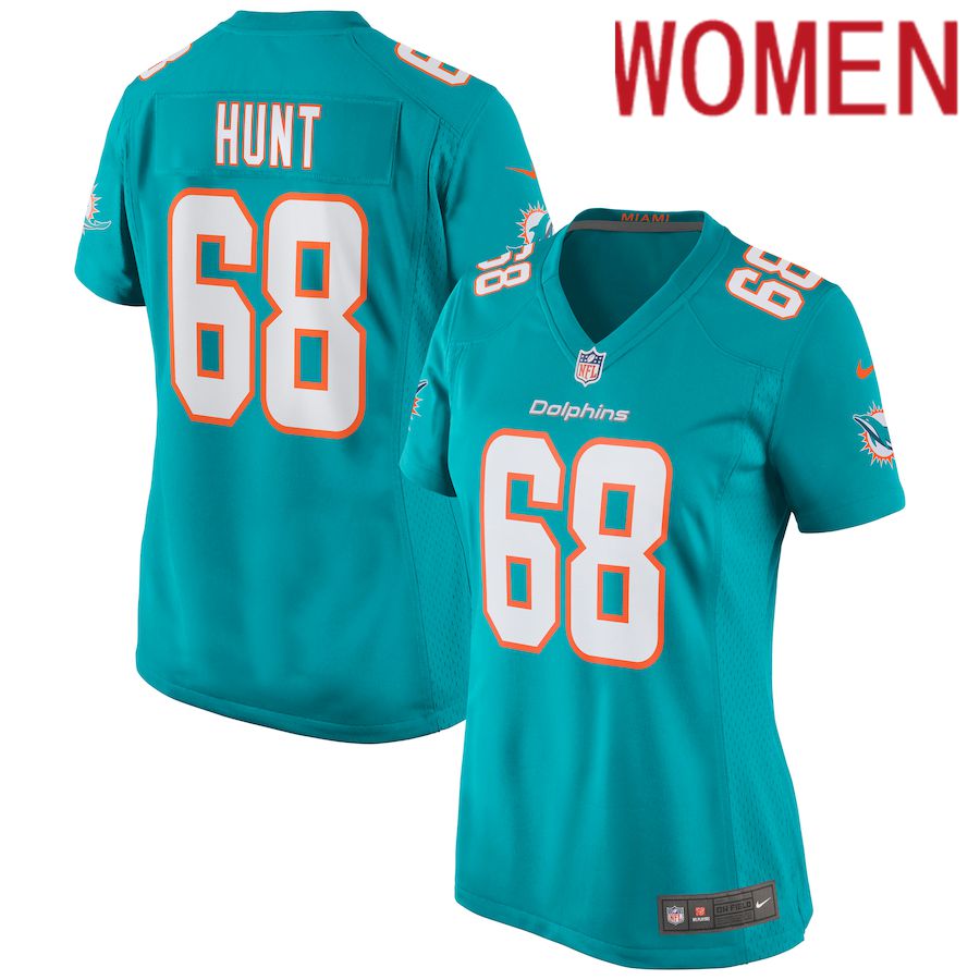 Women Miami Dolphins #68 Robert Hunt Nike Green Game NFL Jersey->women nfl jersey->Women Jersey
